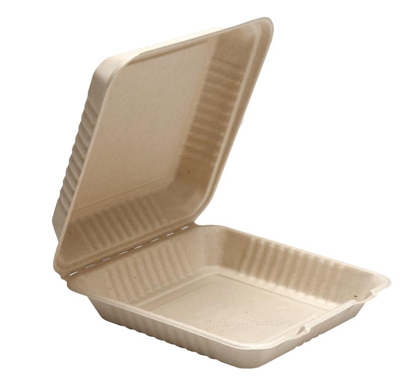 100% Compostable Disposable Food Containers With Lids [9"X9" 200 Pack] - Earth's Natural Alternative