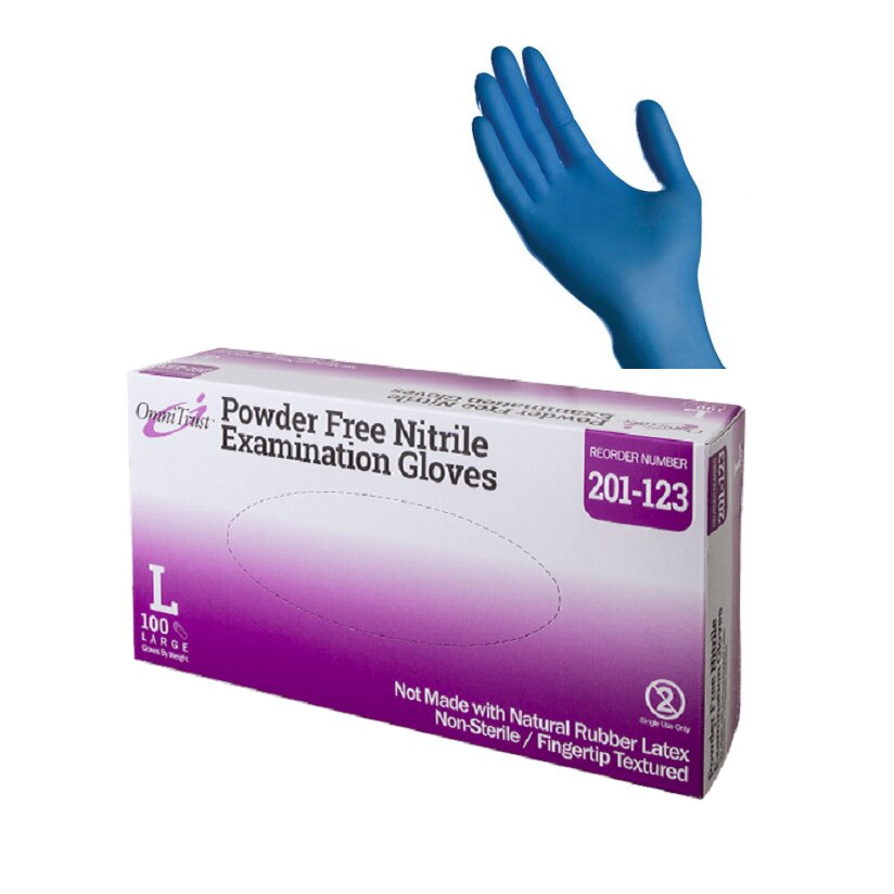 201123 OmniTrust Nitrile Examination Gloves, Powder Free, 2.76MIL, Blue, Large, 100/box