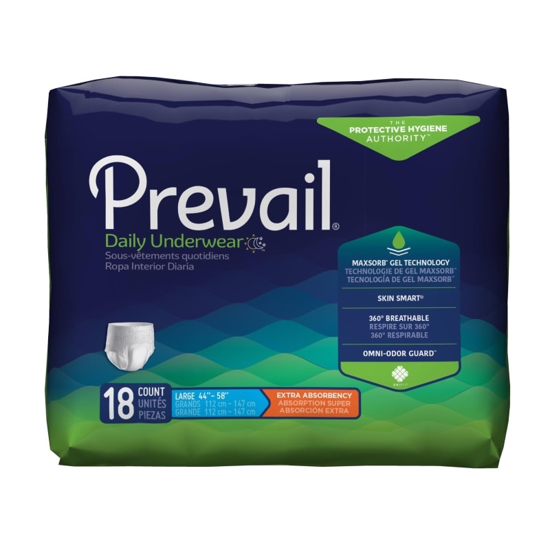 PV513 Underwear Protective Prevail, large, waist size 44" - 58", 72/case