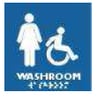 Frost 963 Female Wheelchair Symbol, Braille Emboss, Blue/White, 6x6