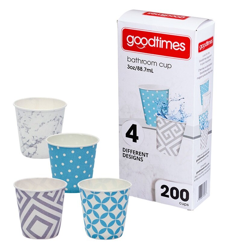 GT035 Goodtimes Contemporary Paper Cold Cups, 3oz, 4 Designs, 2,400/case