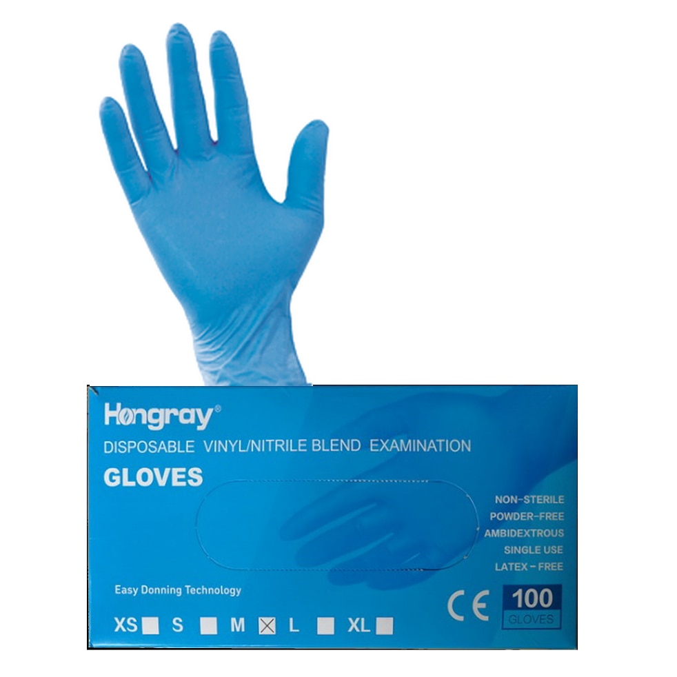 NexDay Supply VNUS4102L Hongray Vinyl Nitrile Blend Examination Gloves